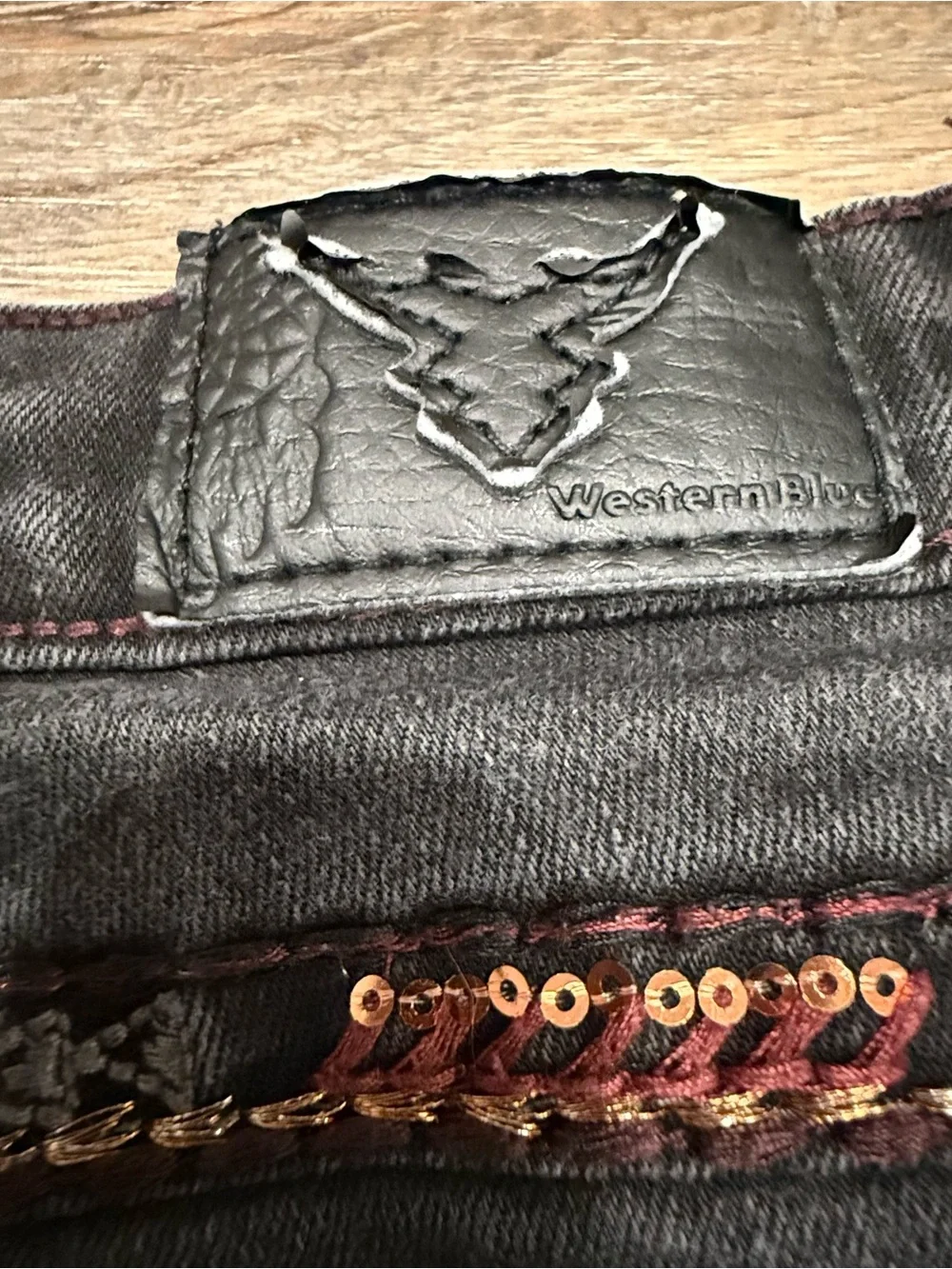 Western Blue Kids Black Flared Jeans with Embroidered and Embellished Details